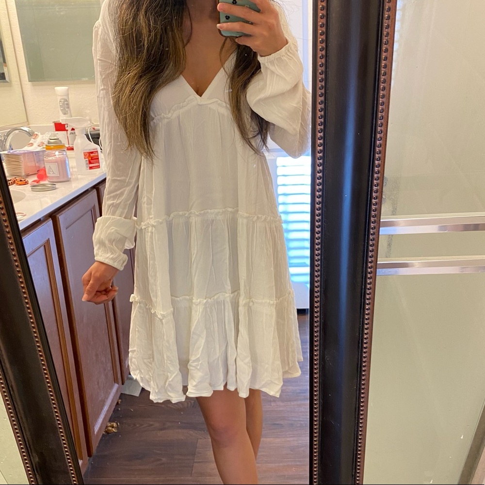 Ivory Ruffle-Trim dress